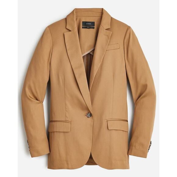 J Crew Alfie in Gramercy Twill Blazer Size 14 Camel Oversize Fit Minimal Office - Picture 1 of 13